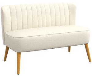 HOMCOM Divano 2 Posti in Tessuto Effetto Lino Senza Braccioli, Imbottito, Salvaspazio con Gambe in Caucciù, 117x56.5x77 cm, Crema | Aosom Italy