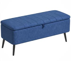 HOMCOM Panca Contenitore Pouf Poggiapiedi Imbottito, 102x40x44 cm, Blu Scuro | Aosom Italy