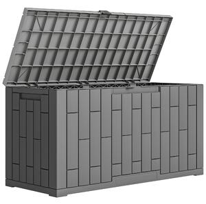 Outsunny Baule da Giardino 227L in Resina Impermeabile e Anti UV con Chiusura a Chiave, 106.5x43x54.5 cm, Grigio | Aosom Italy