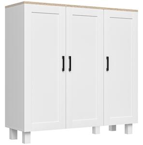 HOMCOM Credenza Cucina in Legno a 3 Ante, Ripiani Regolabili, Stile Minimalista Nordico, 90x30x90cm, Bianco | Aosom Italy