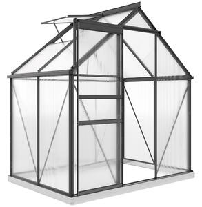 Outsunny Serra in Policarbonato e Alluminio con Porta a Battente e Finestra a Tetto, 192.5x131x200 cm, Grigio | Aosom Italy