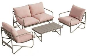 Outsunny Set da Giardino 4 Persone: Divanetto, Poltrone, Tavolo, Metallo, Rosa | Aosom Italy