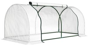 Outsunny Serra da giardino a Tunnel in Acciaio e con Copertura in PVC, 200x100x80 cm, Bianco | Aosom Italy