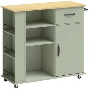 HOMCOM Mobile Cucina con Cassetto, Armadietto e Ripiano Regolabile, Verde Chiaro | Aosom Italy