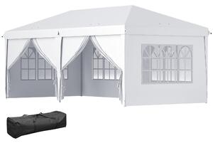 Outsunny Gazebo Pieghevole con 6 Pannelli Laterali da Giardino e Esterno, 585x295 cm, Bianco | Aosom Italy