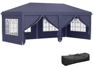Outsunny Gazebo Pieghevole con 6 Pannelli Laterali da Giardino e Esterno, 585x295 cm, Blu | Aosom Italy