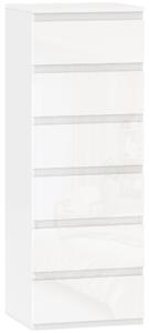 HOMCOM Comò Slim, 6 Cassetti Finitura Lucida, Camera da Letto, Bianco | Aosom Italy