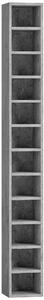 HOMCOM Mobile Libreria Porta CD a 12 Ripiani per 204 CD, in MDF e Truciolato, 21x20x175 cm, Grigio | Aosom Italy