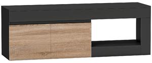 HOMCOM Mobile TV Moderno 60" max con Armadietto 2 Ante e Ripiano Aperto, 140x40x48 cm, Nero e color Legno | Aosom Italy