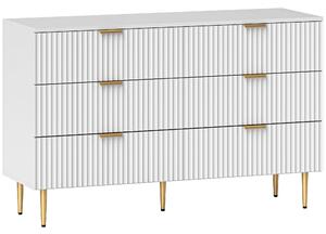 HOMCOM Cassettiera 6 Cassetti Moderna con Maniglie Dorate, 120x40x76.5cm, Bianco | Aosom Italy