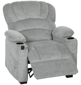 HOMCOM Poltrona Relax Elettrica Reclinabile 150° con Poggiapiedi, Seduta Ampia, Silenziosa, Velluto, Grigio | Aosom Italy