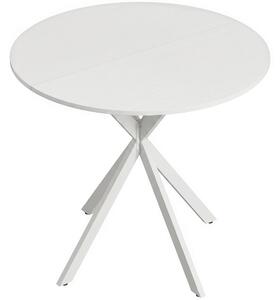 Tavolo da Pranzo Rotondo Stile Industriale Ø80x75 cm con Gambe a Croce in Acciaio Bianco