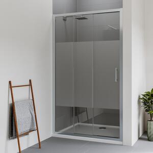 Porta doccia scorrevole Verve 100 cm, H 190 cm in vetro temprato, spessore 6 mm serigrafato cromato