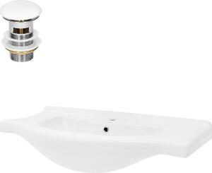 Lavabo LuxeBath Lavabo da appoggio ovale, 86x51,5x21,5 cm, bianco, Vetroceramica, incl. set di scarico con troppopieno