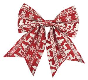 Fiocco natalizio in tessuto H 28 cm, L 24 cmx P 1 cm, , colore rosso e bianco