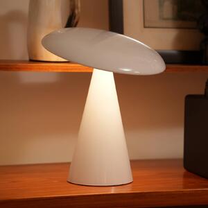 Beacon Lighting Lampada da tavolo LED ricaricabile Kinoko, bianca, 27 cm, CCT dimmerabile, Bianco / Opale, Soggiorno / Sala da pranzo, Plastica, Moderno