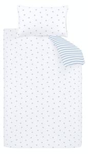 Set copripiumino e federa da bambini bianco e blu in cotone per letto singolo 135x200 cm Mini Star & Stripes – Bianca