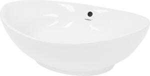 LuxeBath lavabo Lavabo da appoggio ovale, 59x39x20 cm, bianco, Vetroceramica