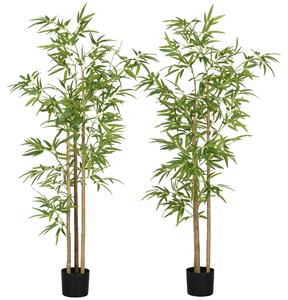 HOMCOM Pianta artificiale Bambù albero artificiale altezza 180 cm con vaso, decorazione interna, molto realistico