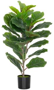 HOMCOM Pianta Finta Ficus Lyrata Alta 80 cm per Interni con Vaso, Decorazione per Casa e Ufficio, Verde | Aosom Italy