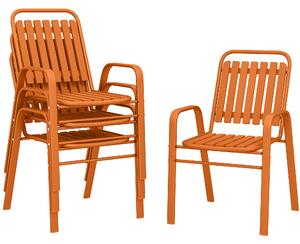 Outsunny Set 4 Sedie da Giardino Sedie da Esterno Impilabili 56x66x91 cm Arancione | Aosom Italy