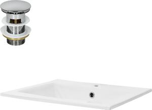 Lavabo LuxeBath Lavabo da appoggio Square, 52,5x45x21 cm, bianco, Vetroceramica, incl. set di scarico con troppopieno
