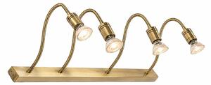 FRIDA LAMPADA DA PARETE 4 LUCI IN METALLO BRUNITO CON BRACCI FLESSIBILI E LAMPADINE GU10 LED 5,5W INCLUSE