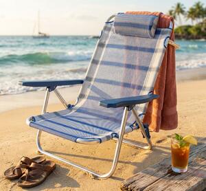 Spiaggina mare prendisole in alluminio con braccioli cm 65 x 67 x 83 h