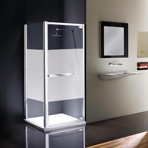 Porta doccia battente Namara 100 cm, H 195 cm in vetro, spessore 8 mm serigrafato silver