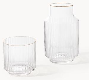 Set caraffa e bicchiere in vetro soffiato con bordo dorato Aleo 2 pz
