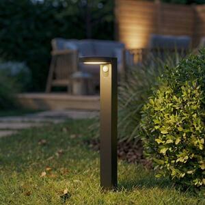 PRIOS Lampione a LED solare Tarlson, rotondo, antracite, sensore Tarlson, Nero, Plastica, Moderno