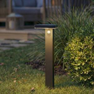 Lampione a LED PRIOS Tarlson, angolare, antracite, sensore Tarlson, Nero, Plastica, Moderno