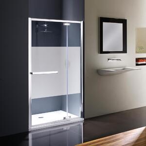 Porta doccia battente Namara 115 cm, H 195 cm in vetro, spessore 8 mm serigrafato silver