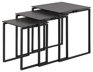 Tavolino modulare >Katrine< (3 elementi) in nero - 50x55x50 (LxAxP)
