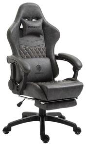 Sedia da gaming in ecopelle trapuntata, con supporto lombare massaggiante, poggiapiedi, inclinazione regolabile da 90° a 170°, portata massima di 200 kg, ideale per l'ufficio domestico e il gaming