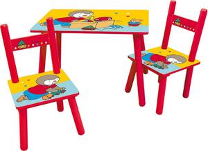 T'CHOUPI Tavolo rettangolare 41,5 x 61 x 42 cm + 2 sedie 49,5 x 31 x 31,5 cm