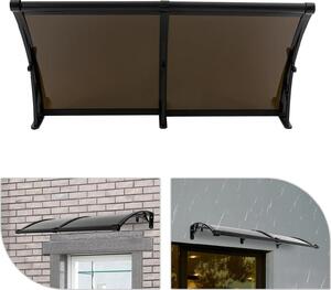 Tettoia Outsunny Per Ingresso In Policarbonato Marrone - 75x100 Cm, Protezione Per Porte, Finestre E Balconi, Lastre Anti-UV, Bracci In Alluminio - 4