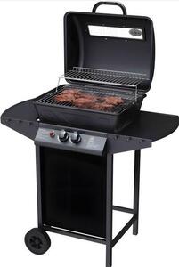 Barbecue a gas a 2 Fuochi John in acciaio nero con ruote
