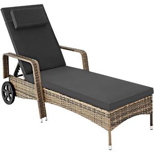 TecTake GmbH 404589 lettino prendisole in rattan con ruote