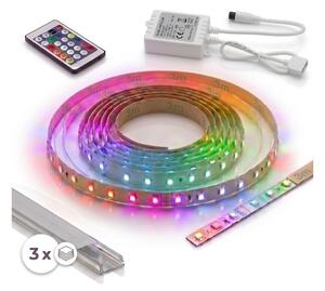 KIT 1x striscia LED RGBW digitale LED/9,6W/230V 3 m + 3x profili da incasso 1 m + telecomando