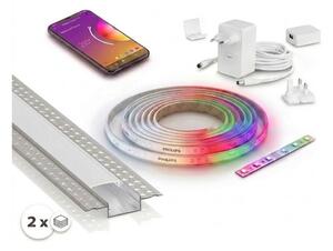KIT 1x striscia LED RGBW WHITE AND COLOR LED/20W/230V 2 m + 2x profilo da incasso 1 m
