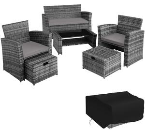 Tectake salottino in rattan modena 3 + 2 + 1, involucro protettivo incluso
