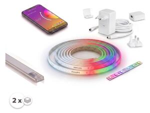 KIT 1x striscia LED RGBW Bianco e Colori/20W/230V 2 m + 2x profilo da incasso 1 m