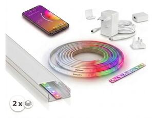 KIT 1x striscia LED RGBW WHITE AND COLOR LED/20W/230V 2 m + 2x profilo da incasso 1 m
