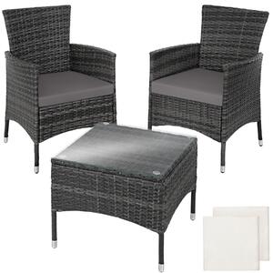 Tectake set in rattan lucerna 2 + 1 inclusi rivestimenti in 2 colori