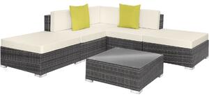 Tectake salottino in rattan con telaio in alluminio parigi