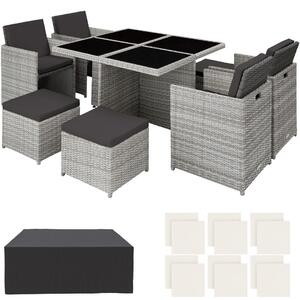 Tectake set da giardino in rattan e alluminio manhattan