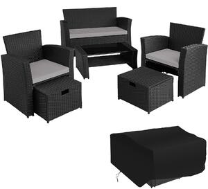 Tectake salottino in rattan modena 3 + 2 + 1, involucro protettivo incluso