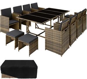 TecTake GmbH 404395 set da giardino in rattan palma, 8+4+1