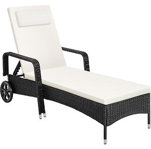 TecTake GmbH 404585 lettino prendisole in rattan con ruote